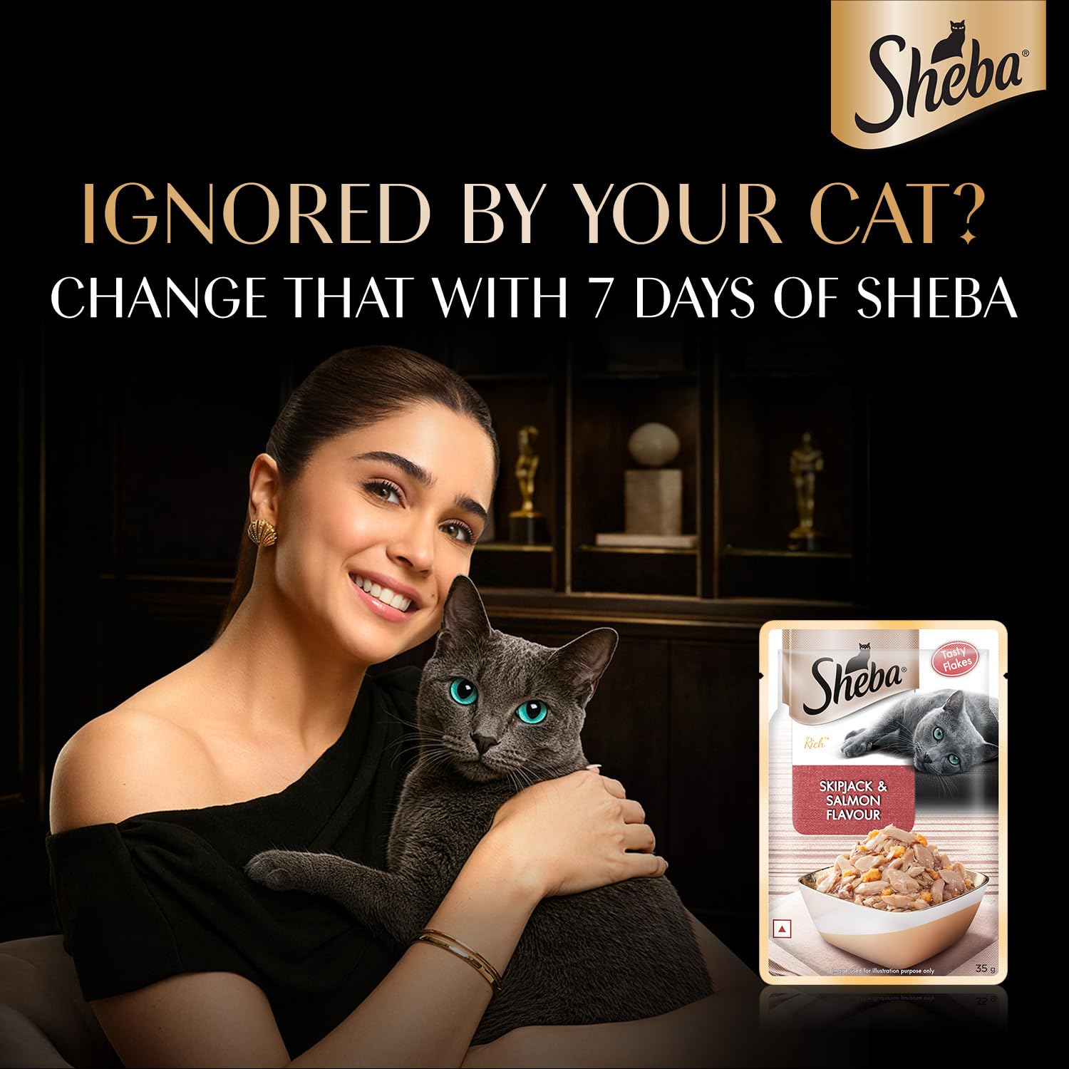 Sheba Rich Premium Adult (1+ Years) Wet Cat Food, Skipjack & Salmon Flavour, 35 g Pouch (Pack of 12), High-moisture wet food for healthy hydration 1