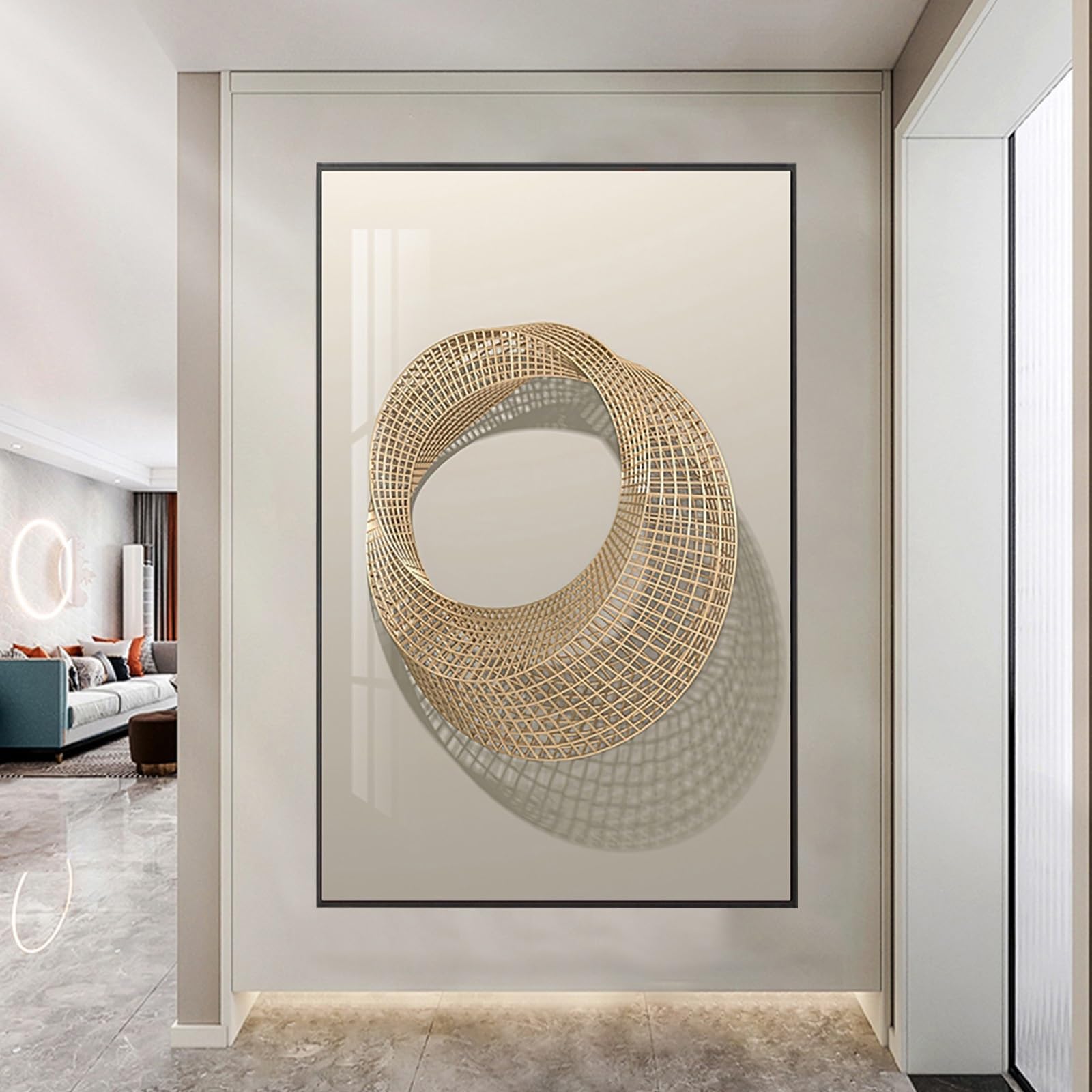 Decorative Breaker Box Cover,Hide Wall Mounted Electrical Panel Cover,Modern Geometric Art Wall Hanging Painting,Fuse Box Covers for Living Room and Office (Black F,50x70cm/19.7x27.6in)