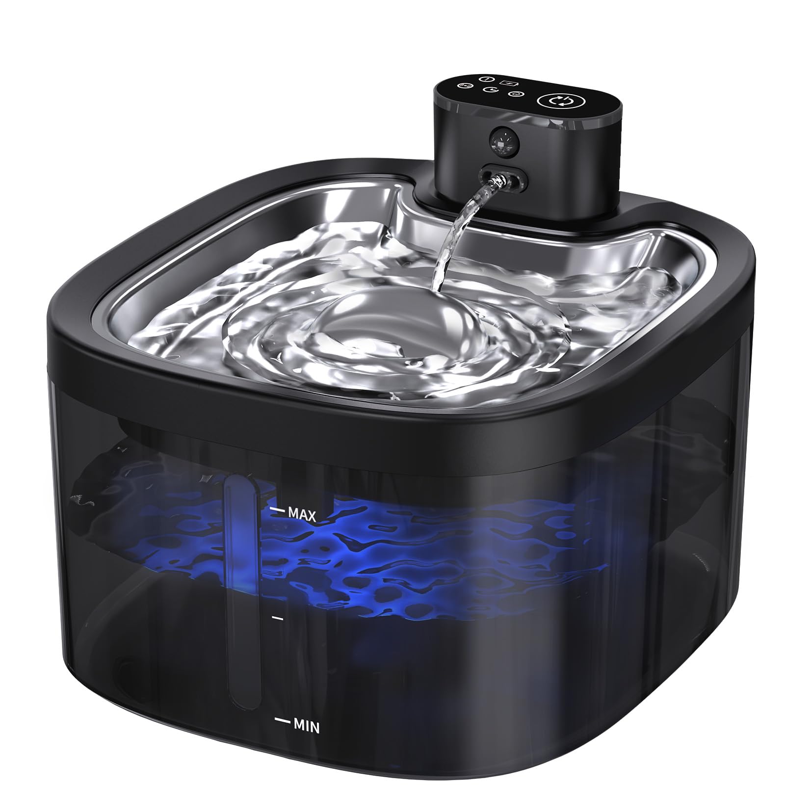 Cat Water Fountain Cordless: Battery Operated 118oz/3.5L Pet Water Fountain for Cats Indoor with Motion Sensor, Cat Drinking Fountains with Stainless Steel Tray, Ultra Quiet, Easy-to-Clean