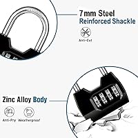 Vista 4 de 1 Pack disecu Candado de Combinación de 4 Dígitos, Candado Impermeable para Exteriores para Casillero de Gimnasio Escolar, Cerca, Portón, Cobertizo