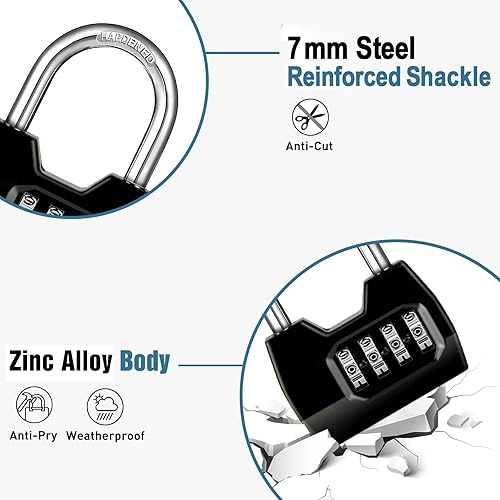 Miniatura 4 de 1 Pack disecu Candado de Combinación de 4 Dígitos, Candado Impermeable para Exteriores para Casillero de Gimnasio Escolar, Cerca, Portón, Cobertizo,