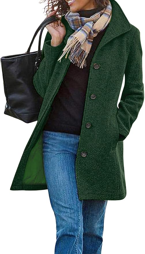 Casual Thicken Wool Blend Stand Collar Single Coat