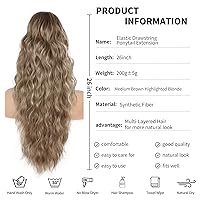 Vista 39 de Cola de caballo con cordón para mujer, extensión de cola de caballo de 26 pulgadas de largo, extensiones de cabello sintético suave, extensión