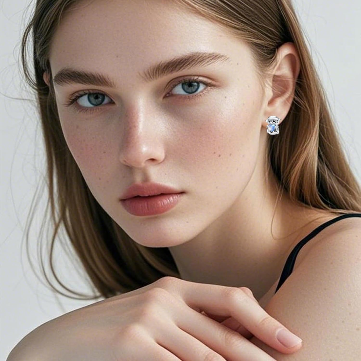 Hypoallergenic Otter Earrings for Women 925 Sterling Silver Sea Otter Studs Earrings Otter Jewelry Birthday Gifts for Women Mother Wife Girlfriend