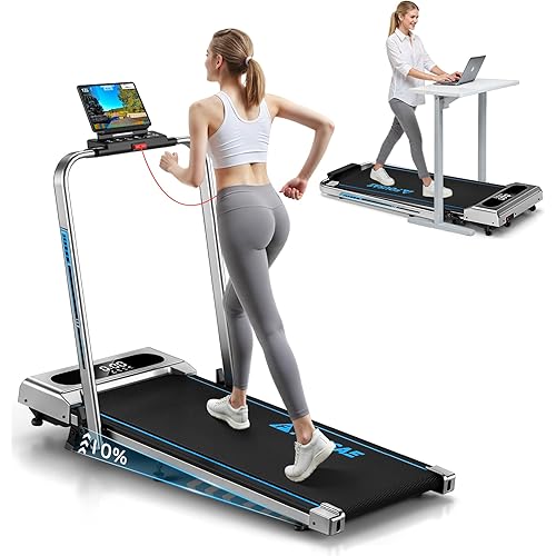 5 in 1 Foldable Treadmill, 7.5 MPH Treadmills for Home with App Compatible, Treadmill with 10% Incline, 3.0HP Brushless Drive, Remote Control and LED Display, 12 HIIT Programs, 400 LBS Capacity
