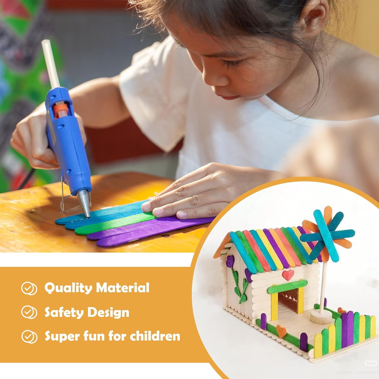 2500Pcs Wooden Popsicle Sticks for Crafts, 4.5" Wide Wooden Craft Sticks, Lollipop Sticks for Creative Designs, Home Art Projects, DIY Wood Crafts, Hair Removal and Waxing Supplies, Ice Pop Sticks