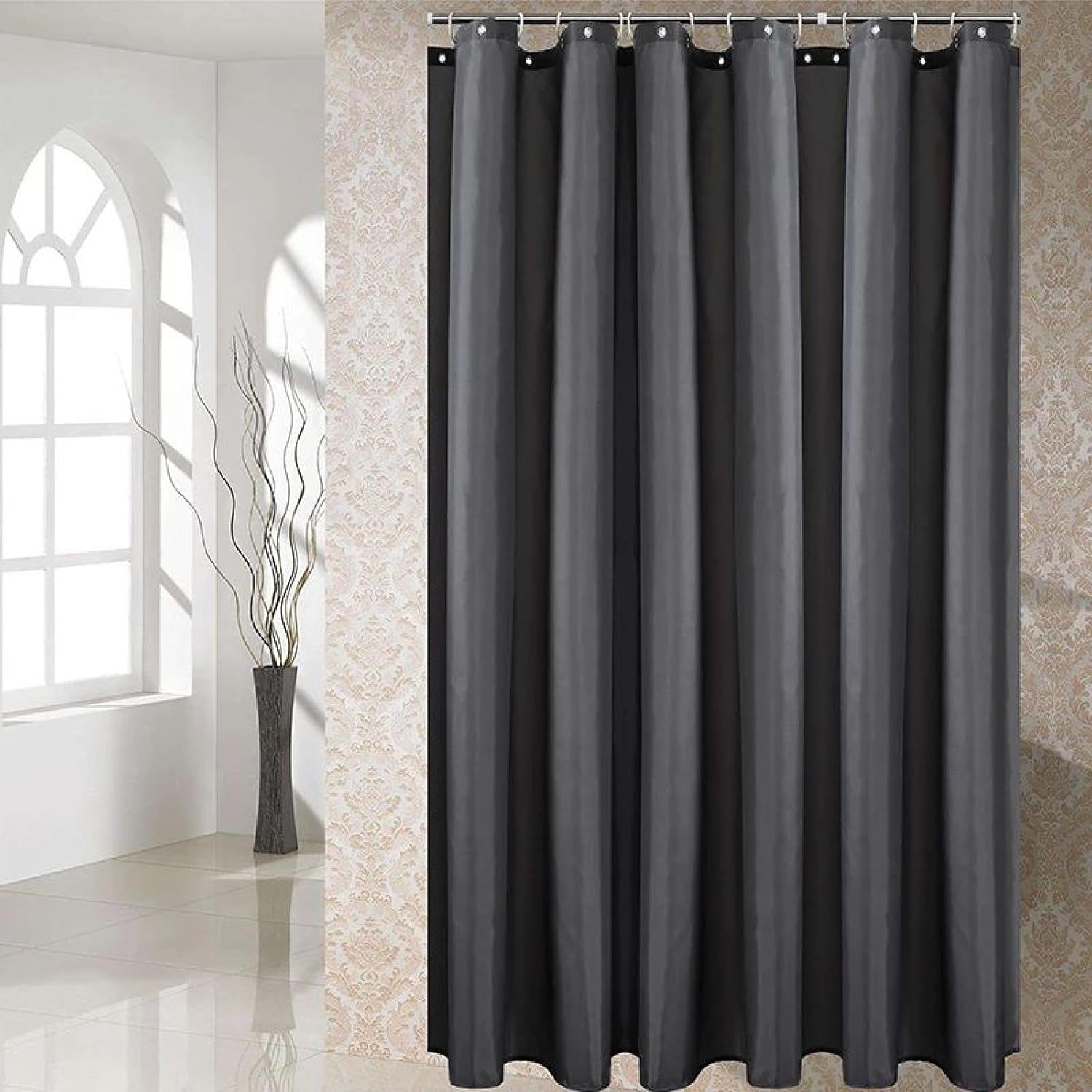 Solid Color Bath Curtain White Simple Shower Curtains Waterproof Comfortable for Bathroom with Hooks Bathtub Curtain Decor 80x72in-203x183cm/WxH bathroom curtain