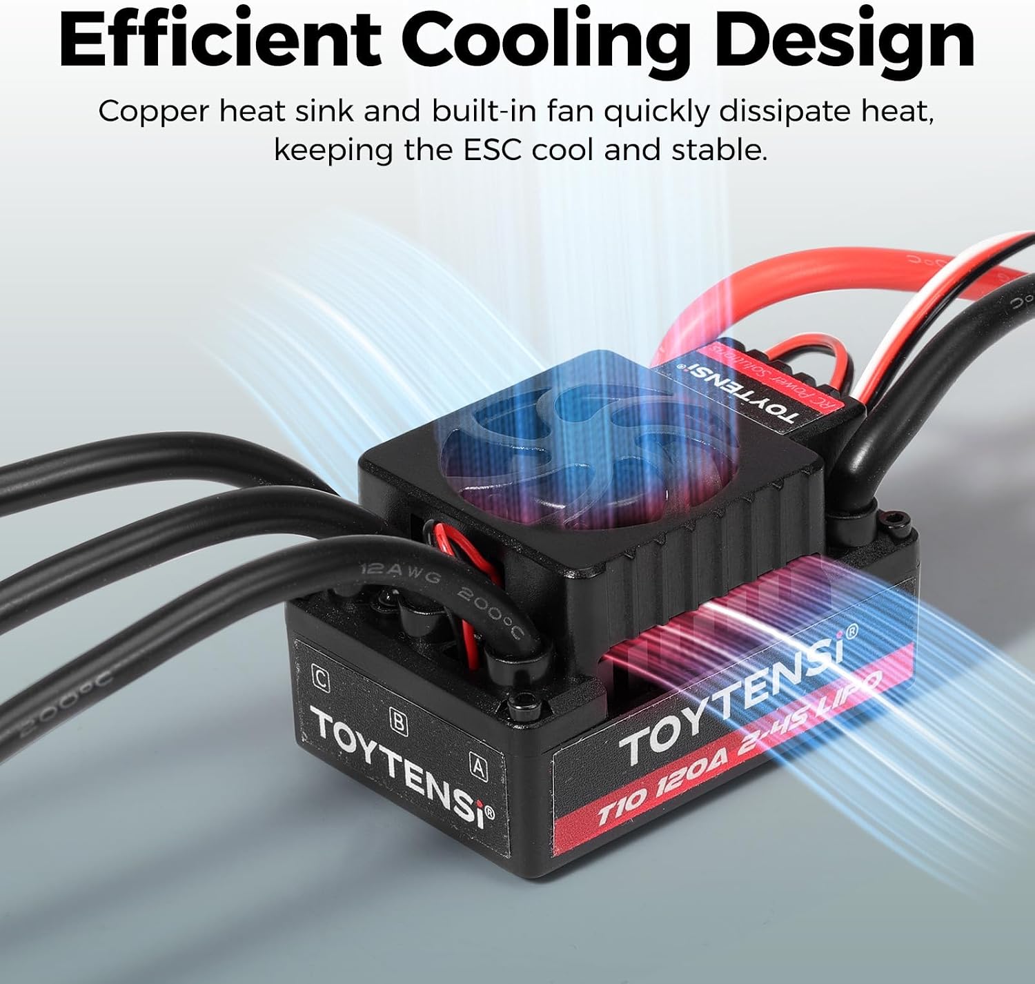120A Waterproof Brushless ESC, 2-4S LiPo Sensorless Speed Controller for 1/10 RC Car, Truck, Buggy, Truggy, Pre-soldered XT90 & 4.0mm Bullet Connectors, 32-bit MCU - T10 Series