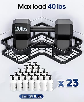 3 Pack Corner Shower Caddy Organizer, Rustproof Corner Shower Shelves, No Drilling Bathroom Corner Shelf with Hooks and Toothpaste Holder