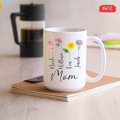 Miniatura 5 de Taza de café personalizada para mamá con nombres de niños, regalo para mamá de hija, hijo, taza personalizada para mamá, regalo para mamá, taza de