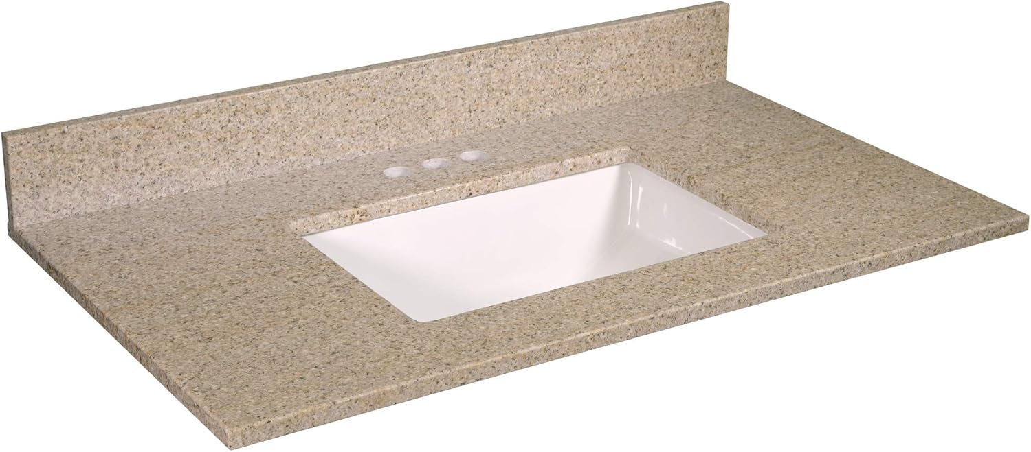 Design House 563171 Granite Vanity Top With Ceramic Rectangular White Bowl, 4-In Centerset, 4-Inch, Golden Sand - - Amazon.com