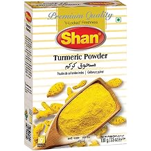 Shan Turmeric Powder 3.52 oz 100g - No Preservative and Artificial Food Colour - Authentic and Pure Spices - Halal and Suitable for Vegetarians - Airtight Aluminum Pouch