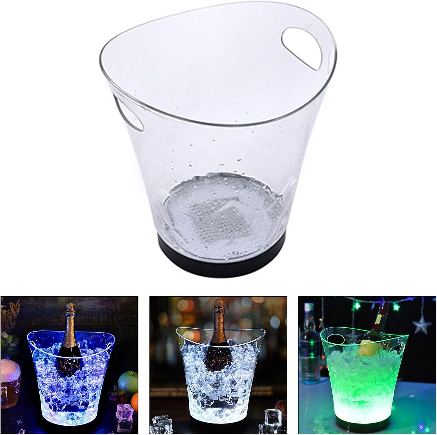Led Lighted Ice Buckets 5L Large Capacity Ice Container Bin for Parties and Clubs with Automatic Color Changing Feature