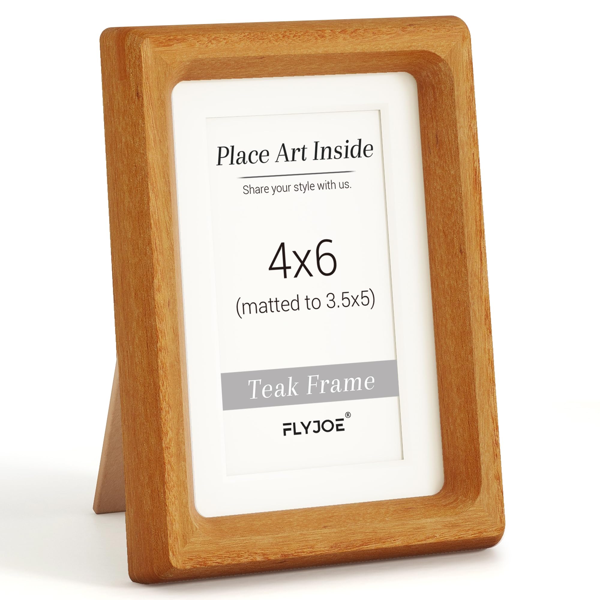 Solid Wood Picture Frame, Tempered Glass, Teak, 4x6 (10x15cm), 1pcs — image 1