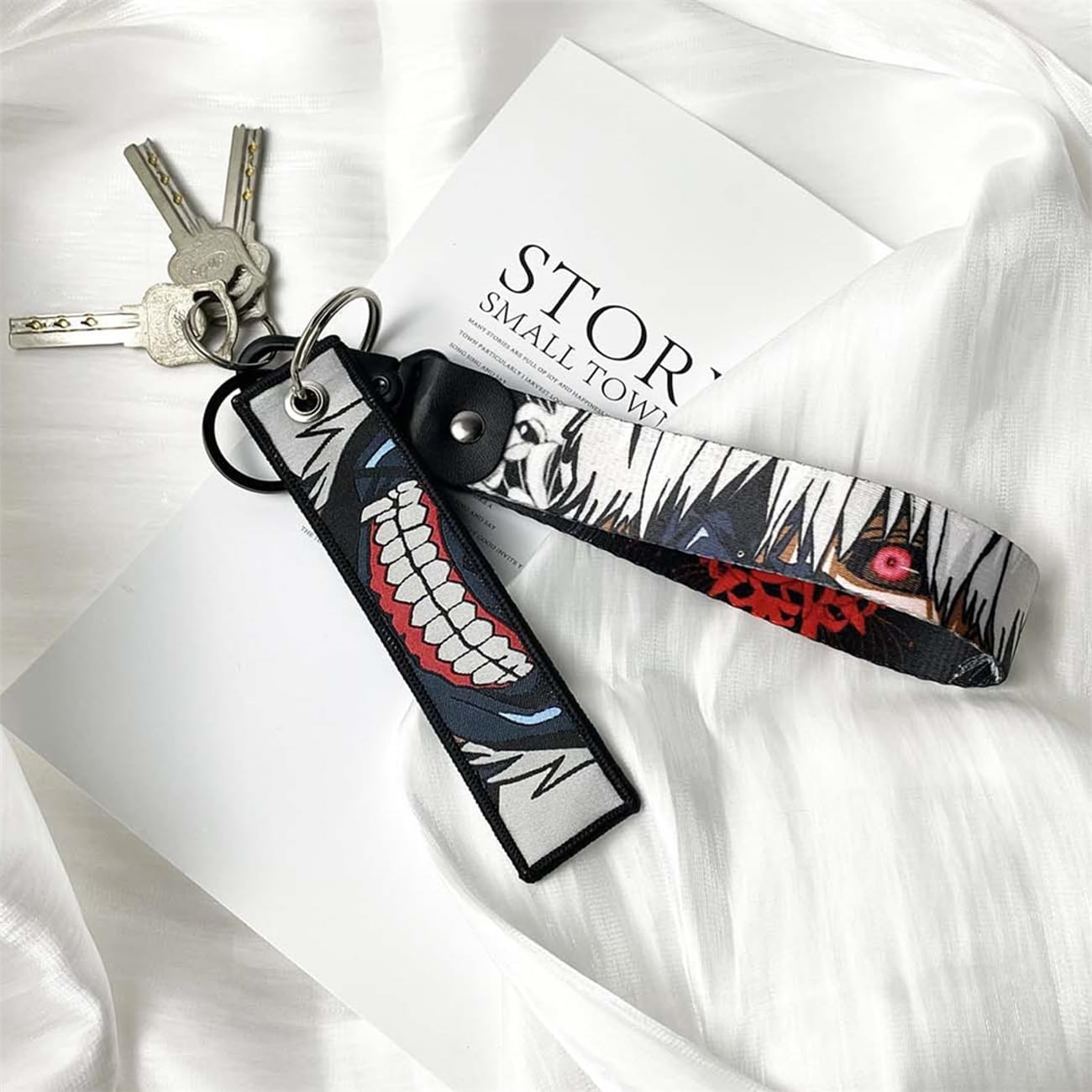 2 Pack Anime Keychain Set,JDM Nylon Lanyard Motorcycle Keychain-Embroidered Anime Jet Tags Keychains for Motorcycle Car