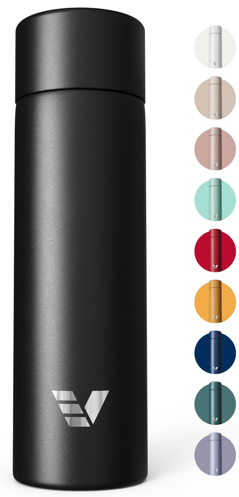 Mini Stainless Steel Water Bottle 14oz - Non-insulated | Designed for Bags | Slim, Ultra Lightweight & Stylish – Black