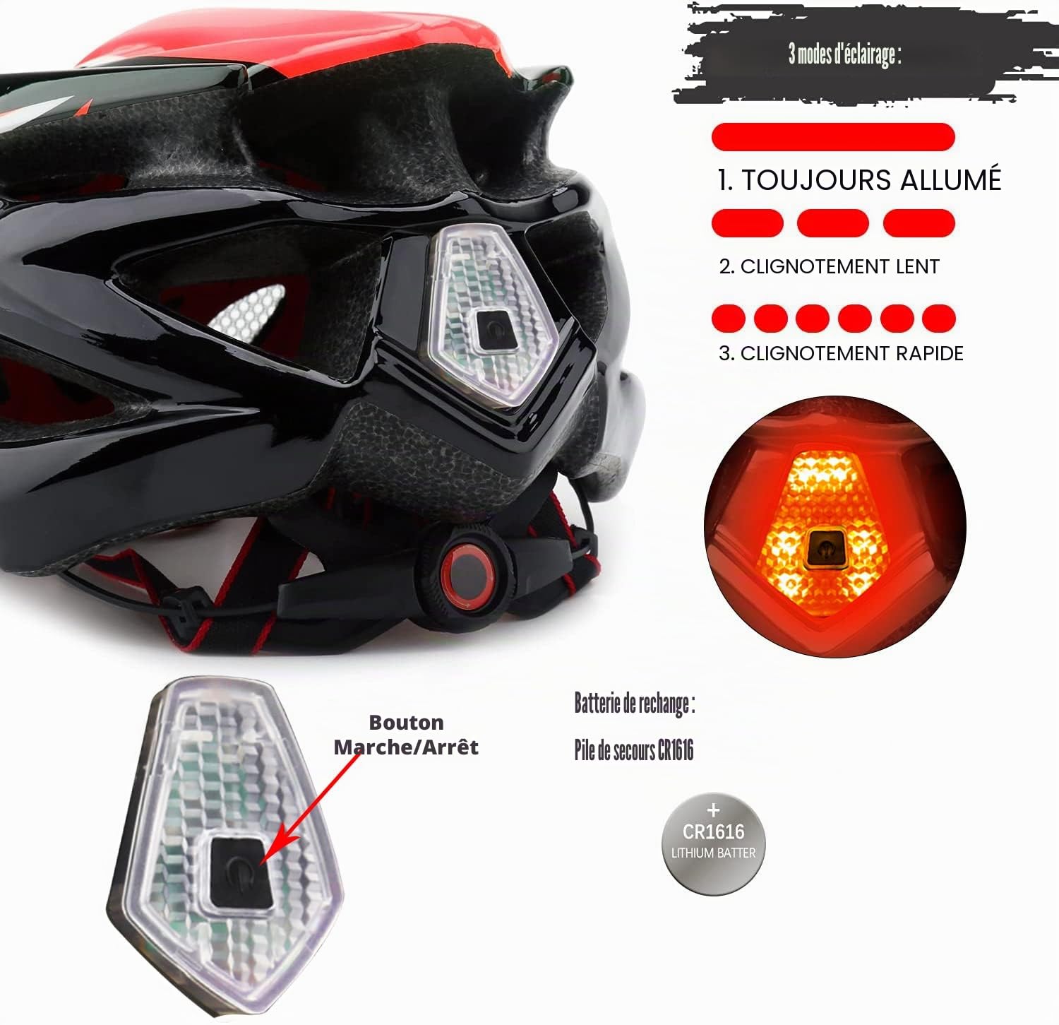 Shinmax Casque de vélo avec visière Amovible avec lumière LED, pour Homme et Femme, Casque de vélo léger et réglable pour VTT, vélo de Route, 57 à 62 cm