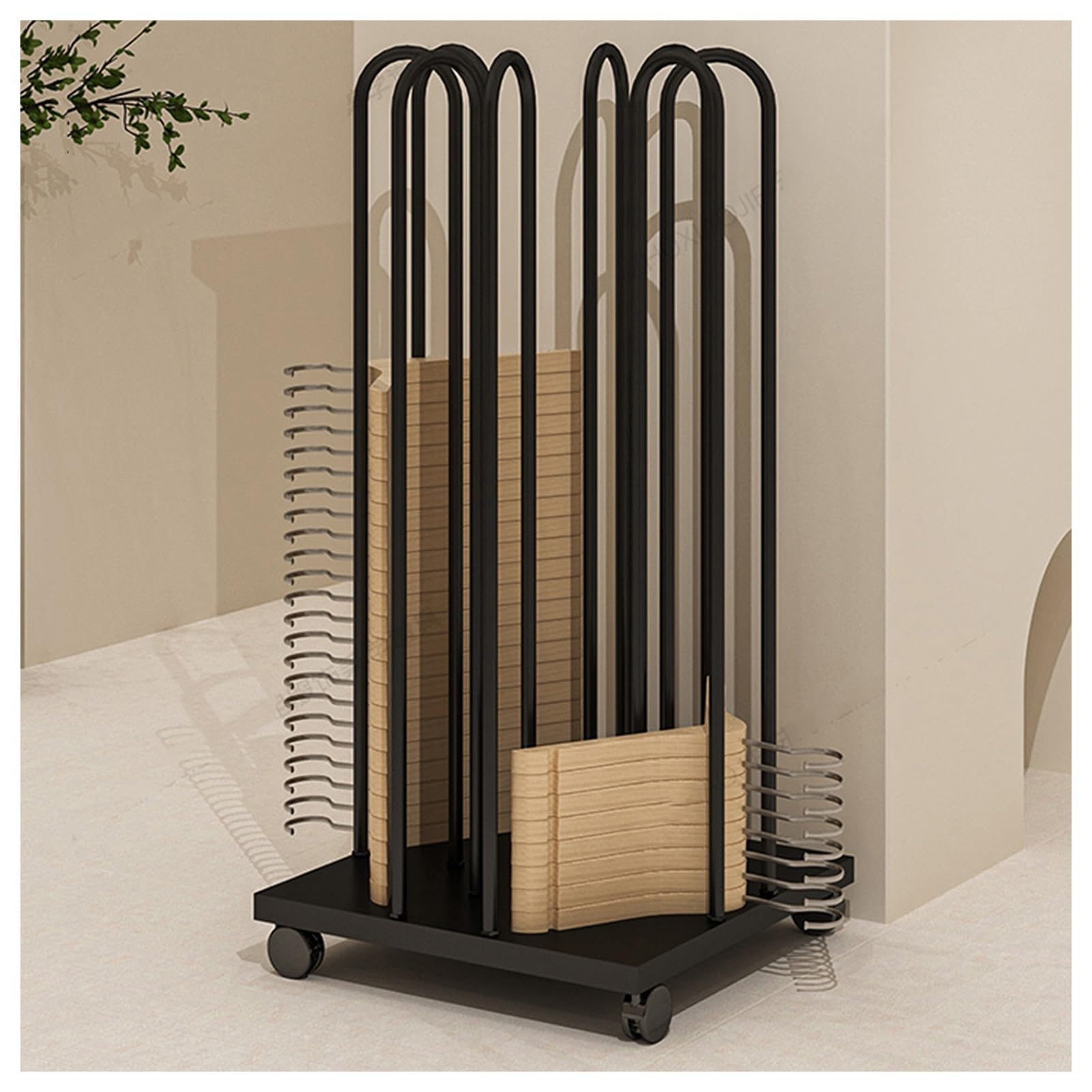 Chariot de rangement pour cintres avec roulettes pour magasin de vêtements