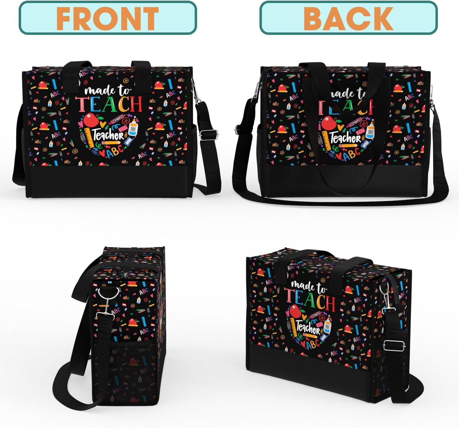 84hoods Large Waterproof Tote Bag with Pockets and Zipper for Travel, Work, Grocery. Gift for Women. Gift for Teacher. - Image 5