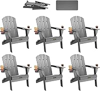 Vista 26 de Silla Adirondack plegable, sillas Adirondack de plástico texturizado de madera con soporte para 2 tazas, silla para hoguera de polietileno de alta