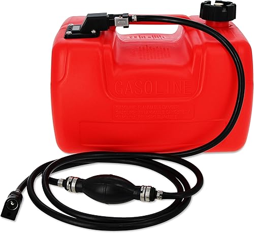 BISupply Kit de tanque de gasolina para barco de 3 galones, tanque de combustible portátil fuera de borda de plástico para barco marino con manguera