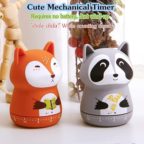 Miniatura 3 de Temporizador mecánico de cocina  Lindo animal de cuerda con temporizador manual de cuenta regresiva de 60 minutos para niños, aula, hogar, estudio y