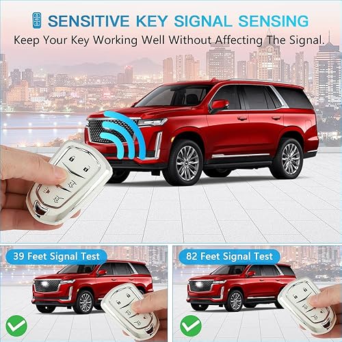 Miniatura 4 de 1797 Funda para llavero para Cadillac Escalade 2015 - 2020, accesorios para automóvil con control remoto, funda protectora de 6 botones, color