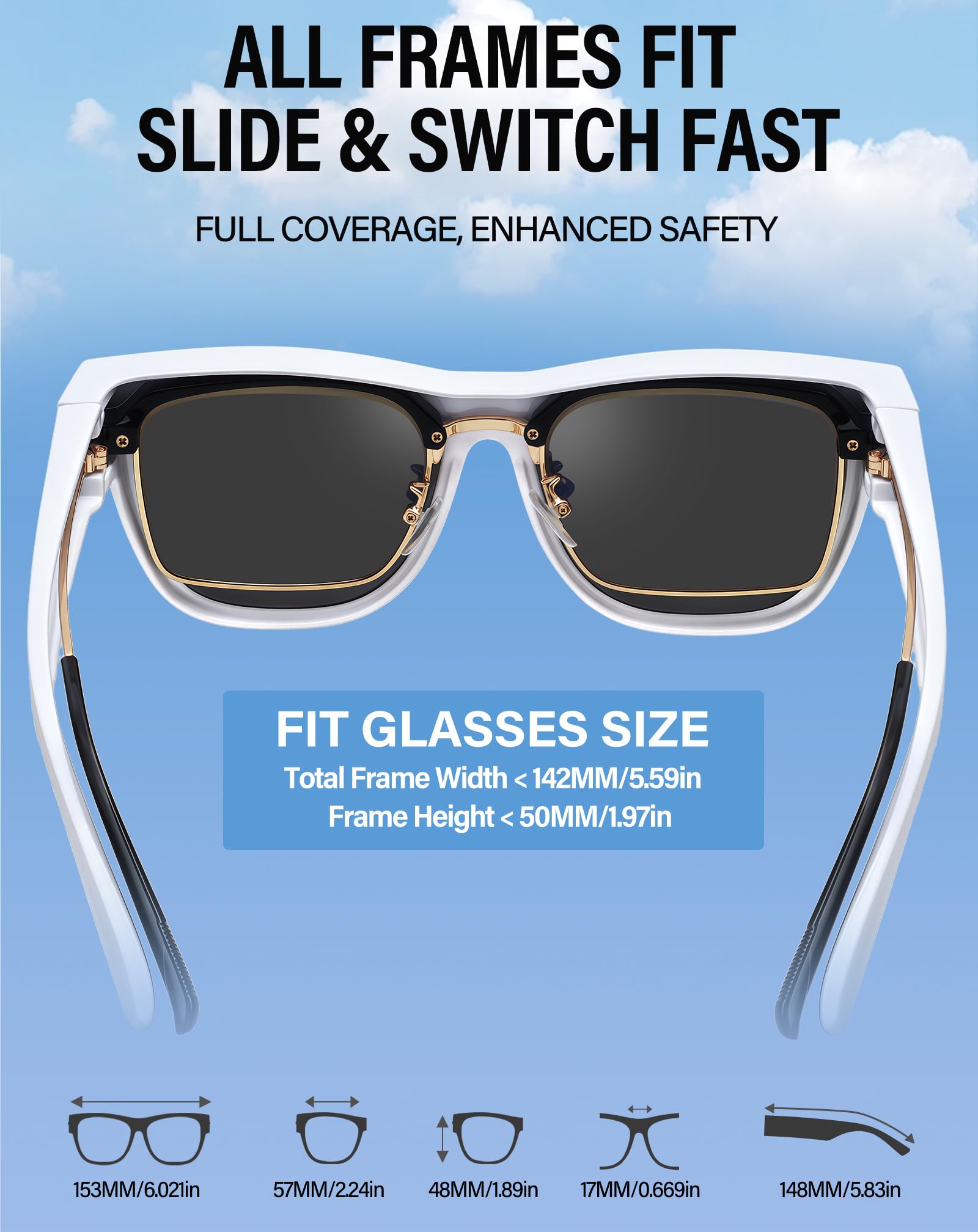Joopin Gafas de Sol Superpuestas Polarizadas Grandes Cuadradas para Mujer y Hombre Marco TR90 Ultraligero Protección UV400