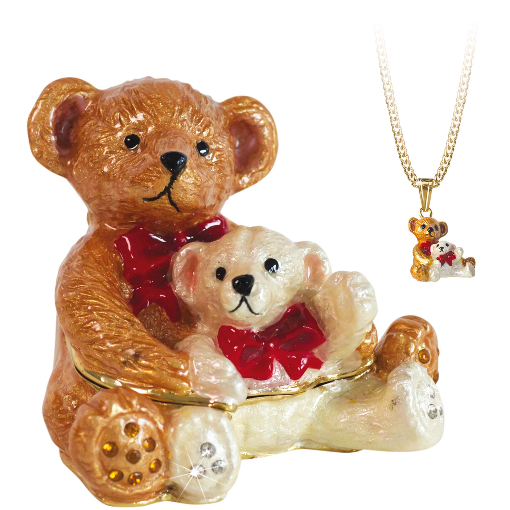 AroraSecrets from Hidden Treasures 1086 Teddy & Baby Bear Trinket Box, Metal, As Pictured, Height 6cm