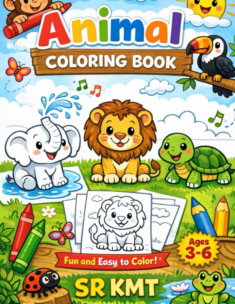 Animal Colouring Book Fun & Easy Animal Drawings for Kids Ages 3–6