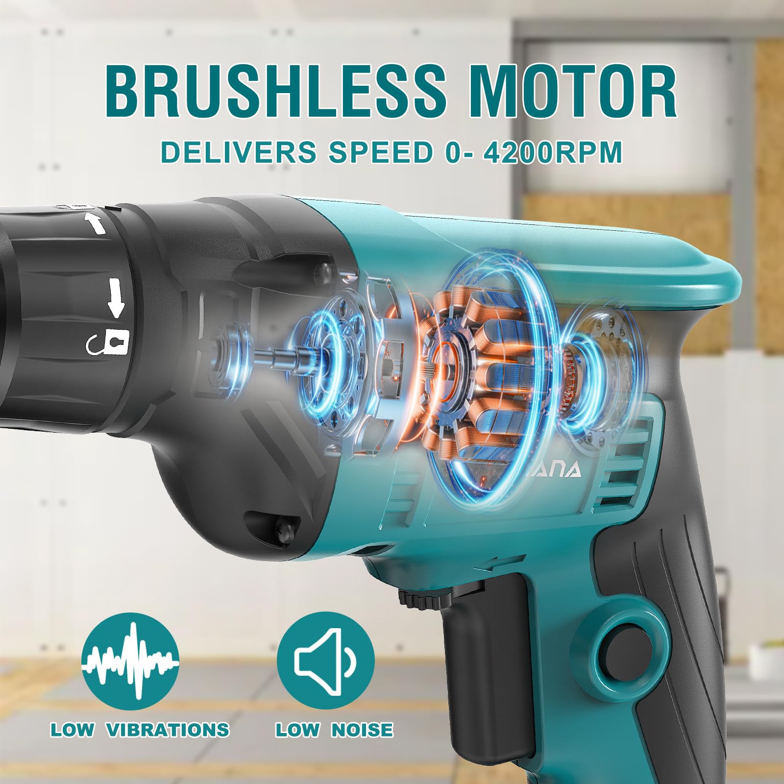 ONEMANA 20V MAX Brushless Cordless Drywall Screw Gun Kit,Batteries & Charger 4200RPM Auto-Feed Screwgun with Depth Adjustment Includes Collated Attachment, Tool Bag & LED Light