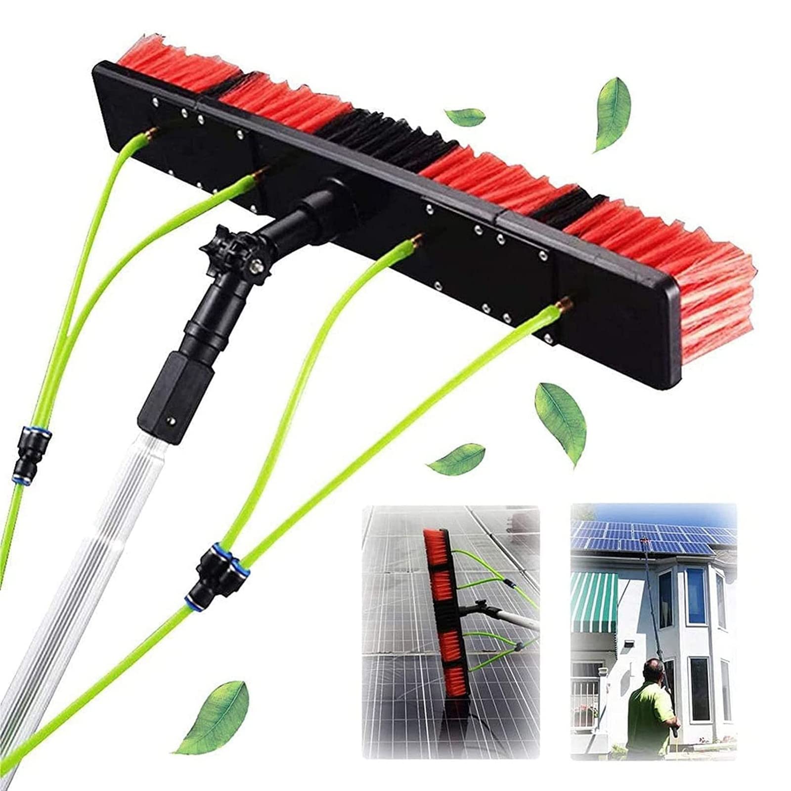Telescopic Window Cleaning Pole 10M/32.8Ft - Extendable Water Fed Brush Kit For Solar Panels Conservatory Roofs & High Windows - Includes 30Cm Professional Brush Hea,30cm Brush Head-10m/32.8ft