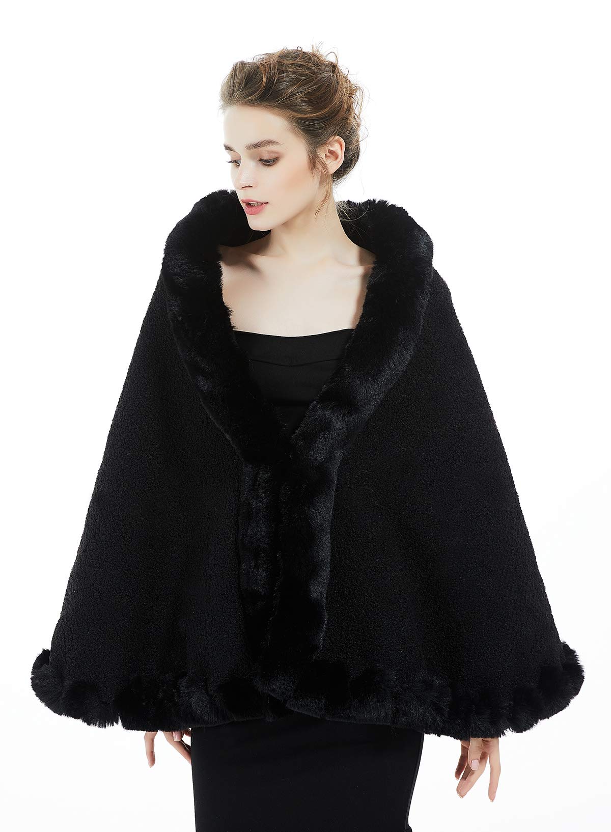 BEAUTELICATE Stola Scialle Pelliccia Sintetica Donna Coprispalle Sciarpa Elegante Bolero Invernale Caldo per Cerimonia Matrimonio Sposa Damigella