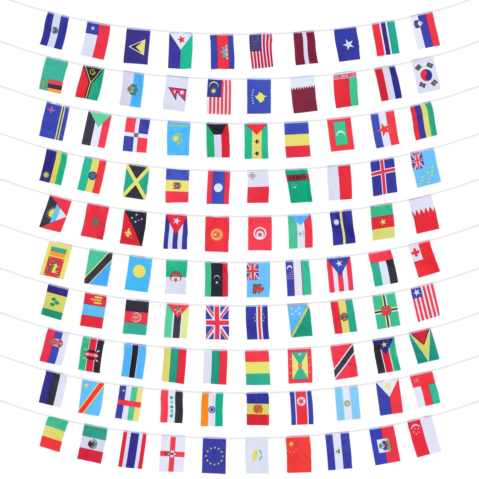 NIYANGLE 100 Countries International String Flag Banner 8. 26 X 5. 51 Inch National Flags for Classroom, Party Decor, Global Festival, And Cultural Event Decoration