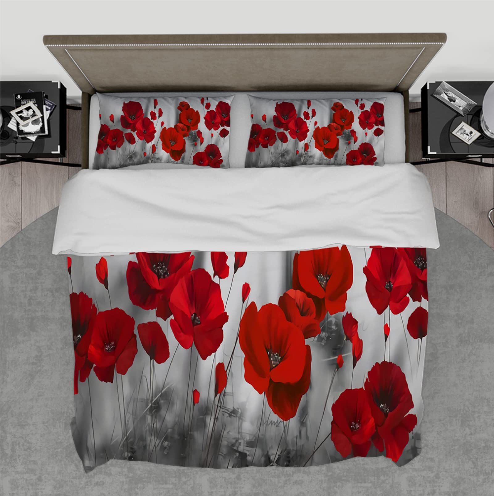 Housse de couette fleurie pour une décoration de chambre romantique de Saint-Valentin