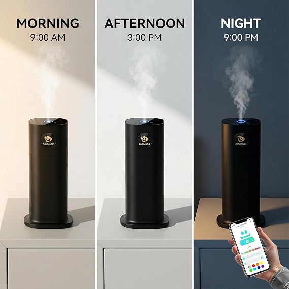 700ml Waterless Diffuser with App Control, 1500 Sq Ft, 4 Oils, Black