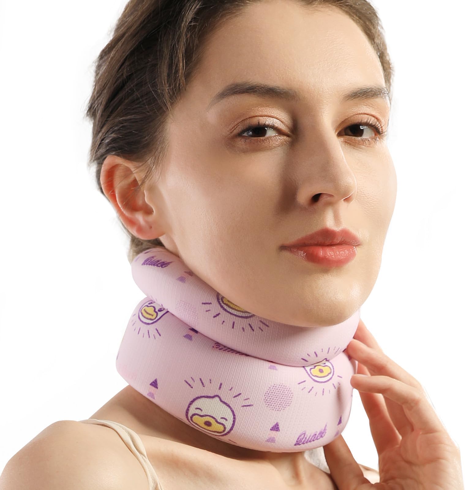 Velpeau Fashion Neck Brace for Sleeping -Soft Cervical Collar for Snooze, Anti Snoring, Sleep Apnea, Foam Wraps Keep Vertebrae Stable Relief Pain and Support for Women & Men (Pink, M: 11.5-14 inch)