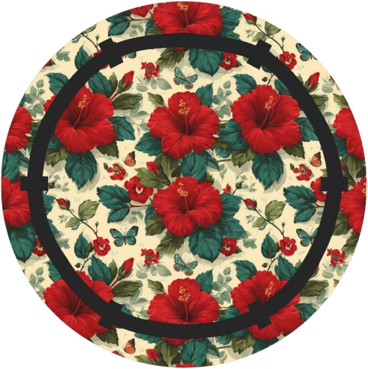 Red Hibiscus Flower (5) Pattern Foldable Camping Tote Bag Picnic Blanket Bag Portable Beach Mat Tote Waterproof Outdoor Picnic Mat Carry Bag