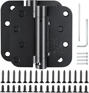 Automatic Self-Closing Door Hinges Black Matte 4 Inch x 4",Spring Hinge Auto Soft Close Hinges for Doors 5/8"Radius Fire Front Interior Door Hinges Bathroom Pantry Laundry Basement Door Hinges,2 Pack