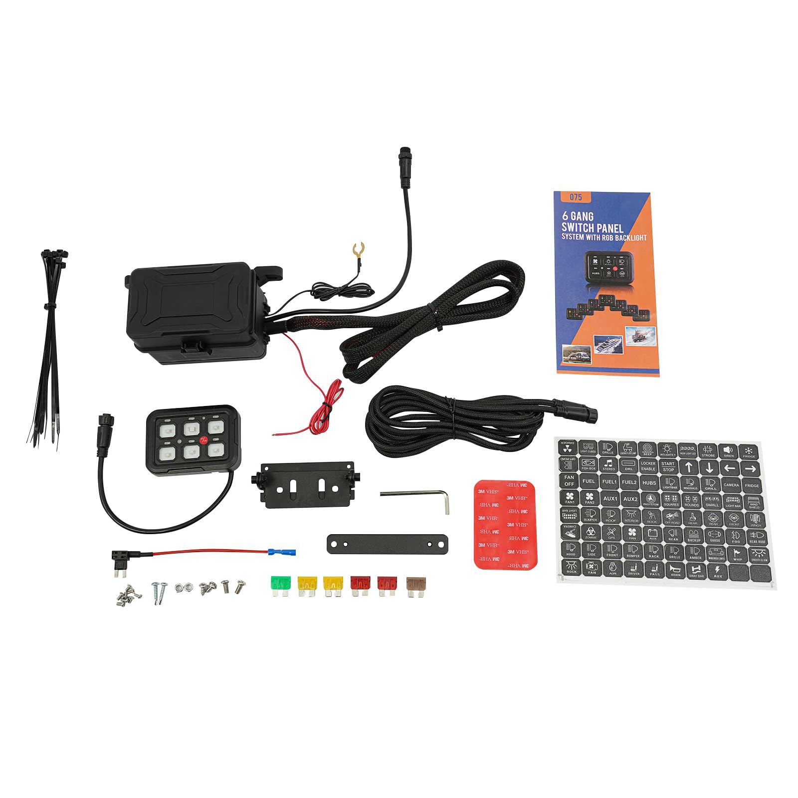 Wodoszczelny 6-biegowy przełącznik 12 V ~ 24 V, 6-drożny panel przełączający, wodoszczelność IP65, panel przełączający 600 W ~ 1200 W