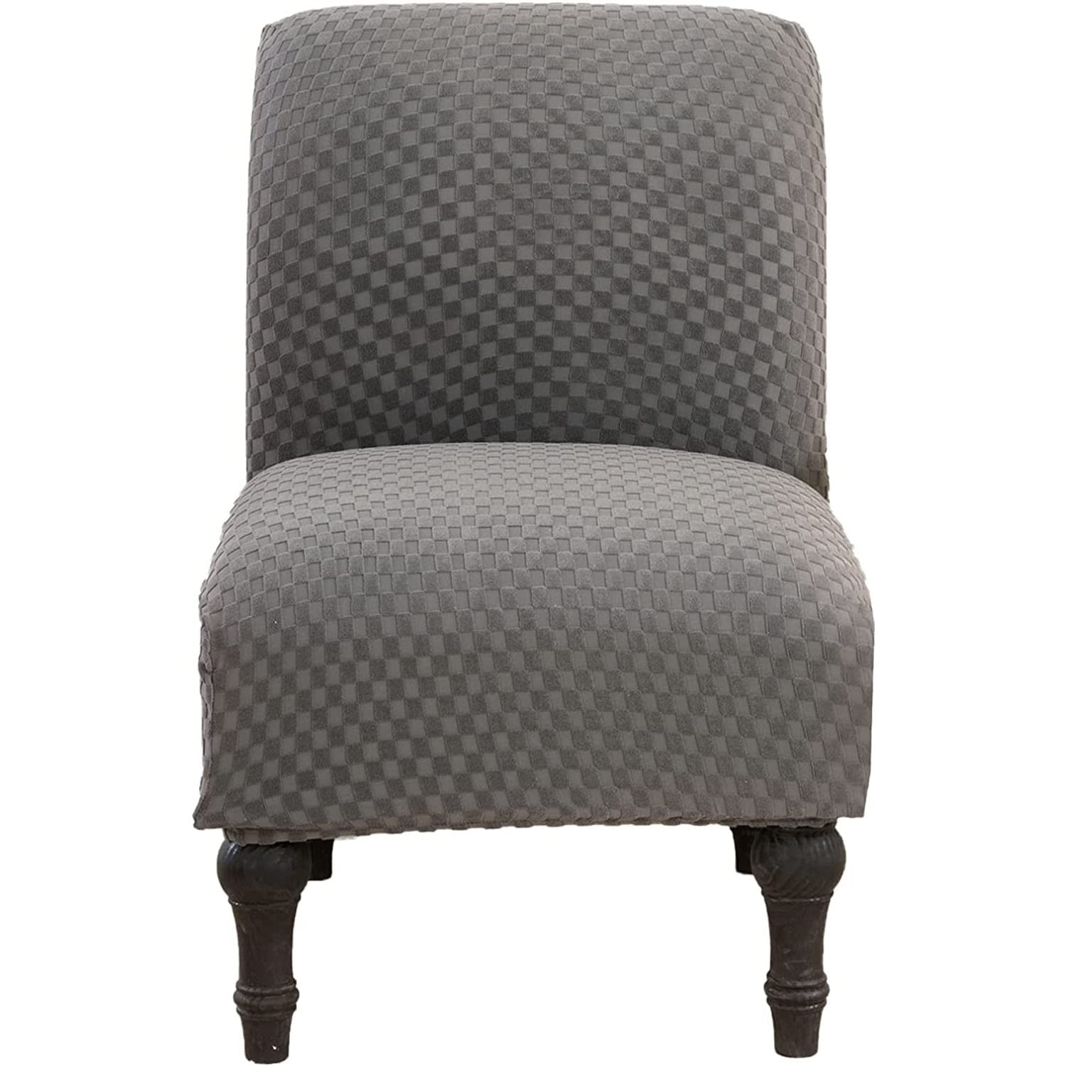 Armless Accent Chair Slipcovers, Stylish Living Room Chair Cover Washable Armless Slipper Chair Slipcover for Dining Room Bedroom Hotel-light grey-Large