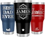 Personalized Coffee Tumbler with Picture Text Name Logo, 20 Oz Custom Photo Stainless Steel Travel Insulated Cup with Lid Vacuum Double Wall Mug Gifts for Birthday Dad Mom Friends Fitness Outdoor