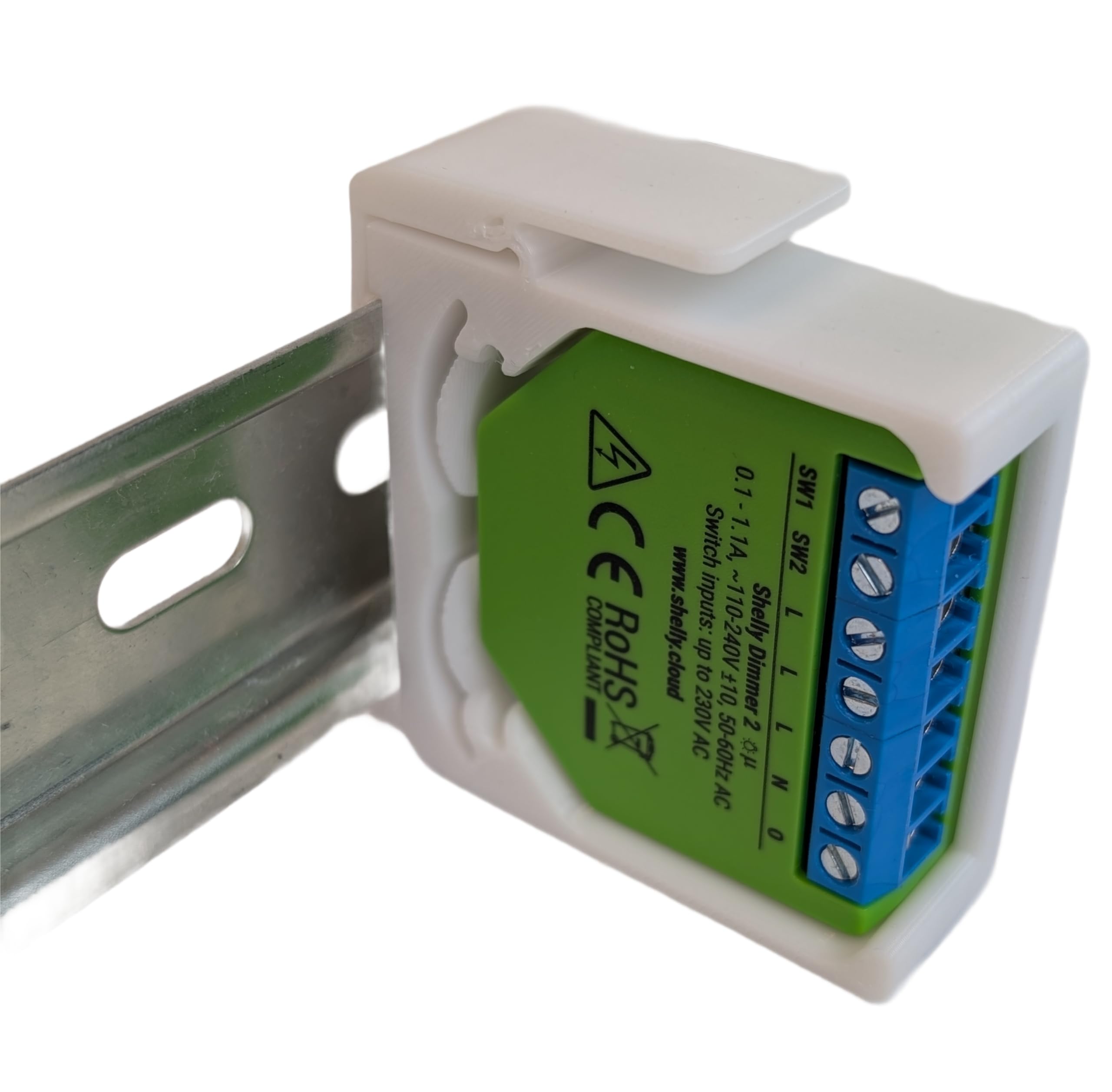 Set di 2 supporti adattatori per Shelly Dimmer 2 & Shelly RGBW 2 guide DIN Rail Bracket (35 mm)