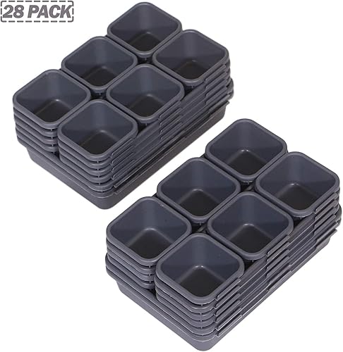 Miniatura 7 de Juego de 28 organizadores de cajones de escritorio entrelazados, separadores de plástico poco profundos y estrechos, organizadores de cajones