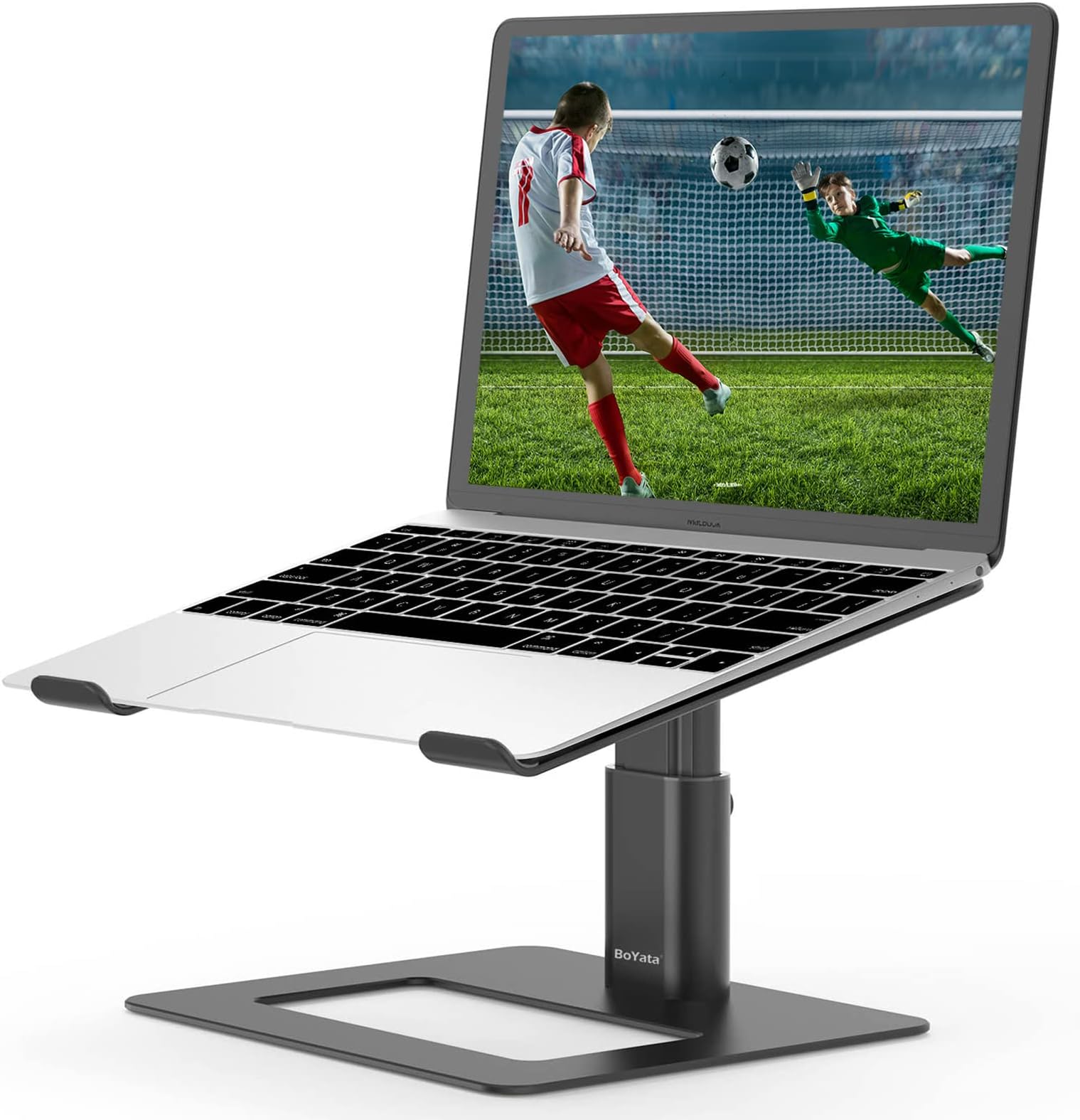 Laptop Stand, Height Adjustable Ventilated Laptop Holder, Ergonomic Notebook Stand, Laptop Riser Compatible with 10-17'' Laptops-Black