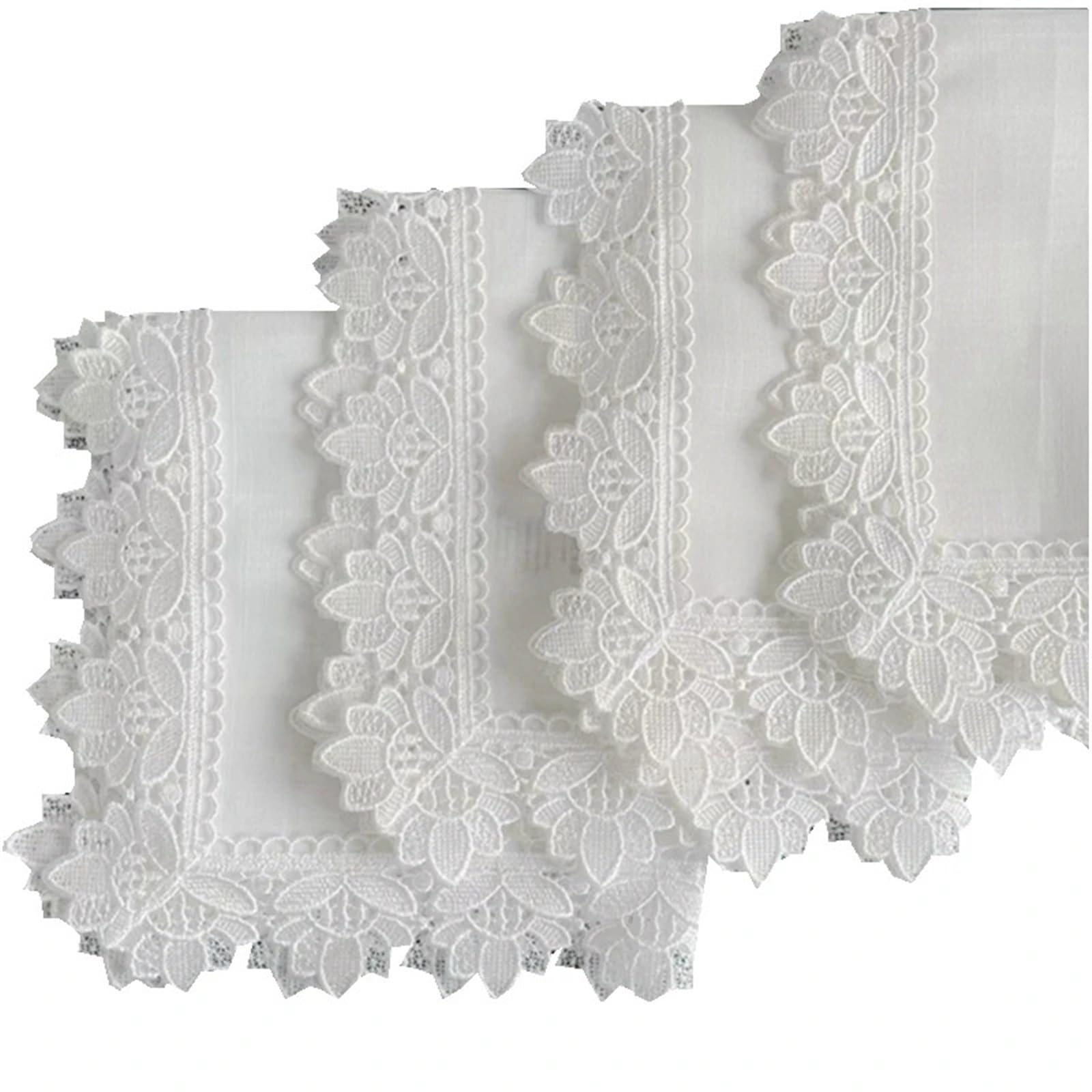 Tovaglioli Di Stoffa 12 pezzi tovaglioli di pizzo tovagliolo da cocktail con orlo a giorno bianco for tovaglioli di pizzo in lino da tavola for feste di matrimonio tovagliolo da tavola in cotone Tovag