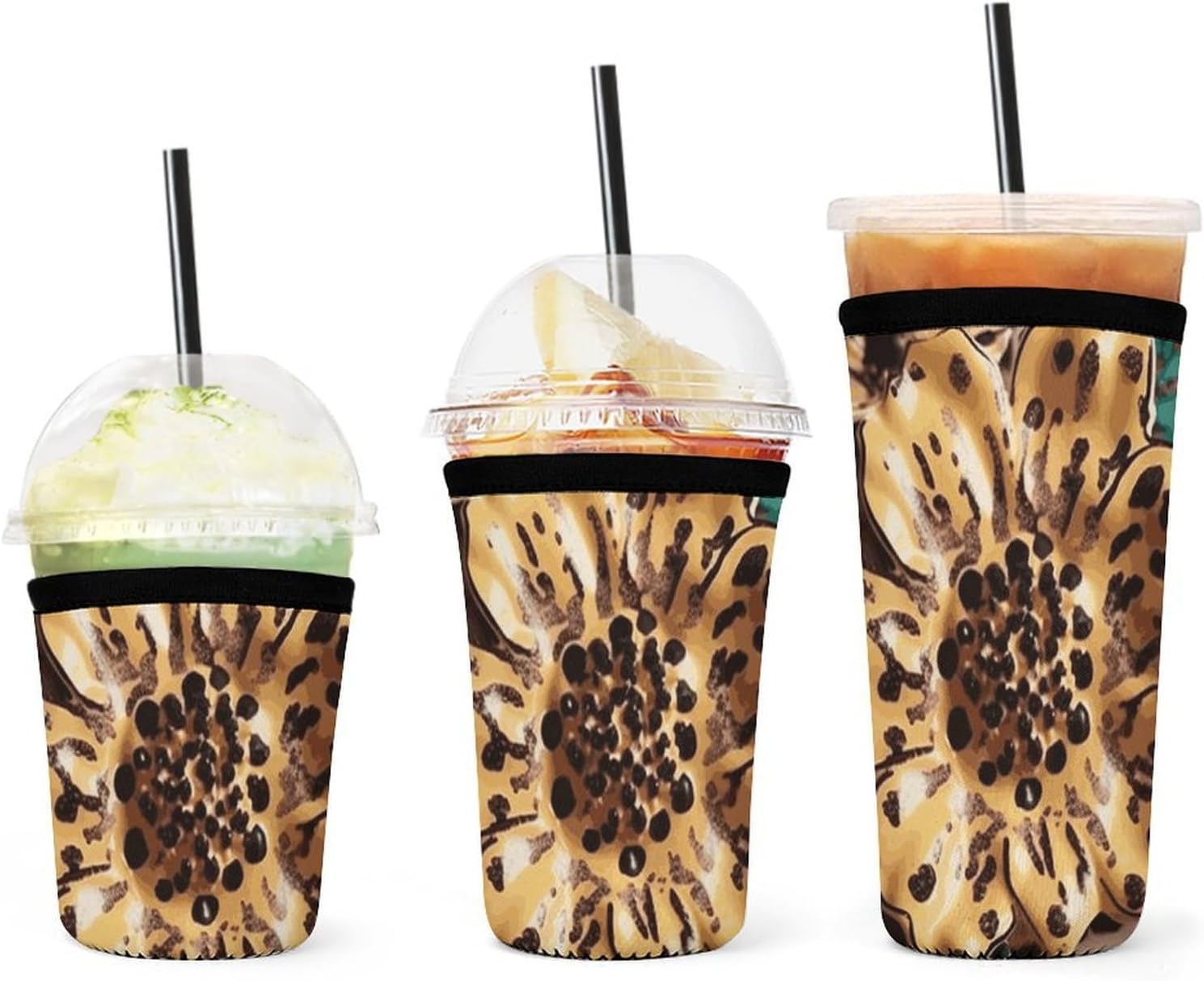 3 Pack Neoprene Cup Sleeves, Stretchy Reusable Drink Cup Cover Universal