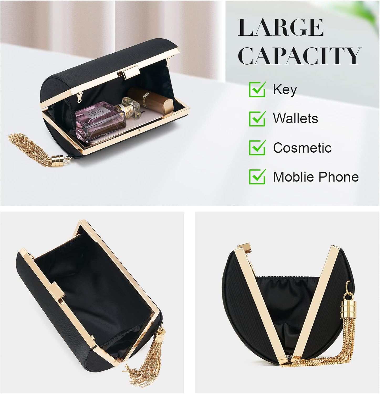 Women Clutch Bag Evening bag Fringed Evening Handbag,Lady Party Wedding Clutch Purse Chain Shoulder Cross Body Bag - Image 4