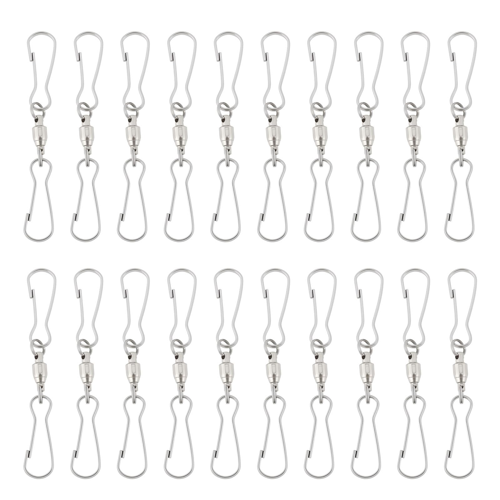 SG Store 20pcs Stainless Steel Swivel Hooks Clips 6.7X0.9X0.2cm for Hanging Wind Wpinners Crystal Wwisters Bird Feeders