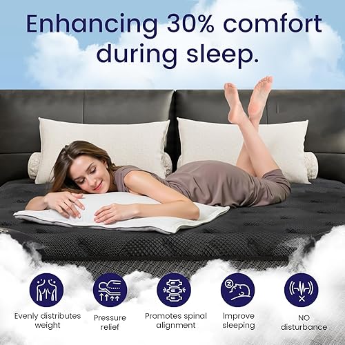 Miniatura 2 de Colchón tamaño King, colchón híbrido King de lujo de 18 pulgadas en una caja, espuma viscoelástica de gel refrescante y resortes ensacados, firmeza